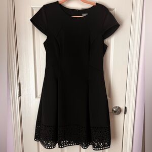 Vince Camuto Black Cap Sleeve A-Line Dress